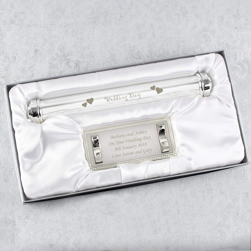 Personalised Memento Keepsakes Personalised Wedding Day Silver Plated Certificate Holder