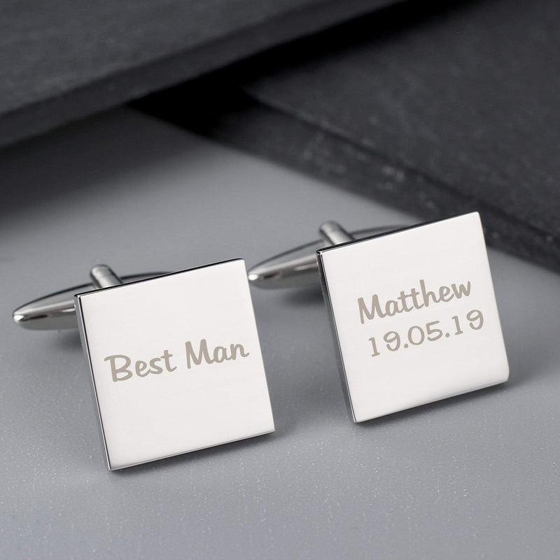 Personalised Memento Jewellery Personalised Wedding Role Square Cufflinks -1 line