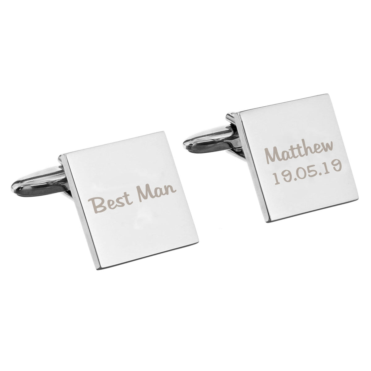 Personalised Memento Jewellery Personalised Wedding Role Square Cufflinks -1 line