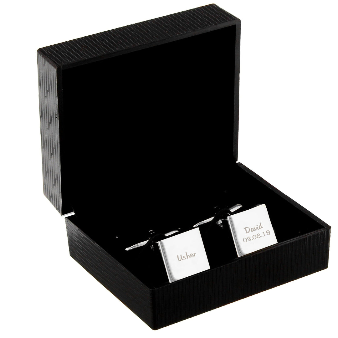 Personalised Memento Jewellery Personalised Wedding Role Square Cufflinks -1 line