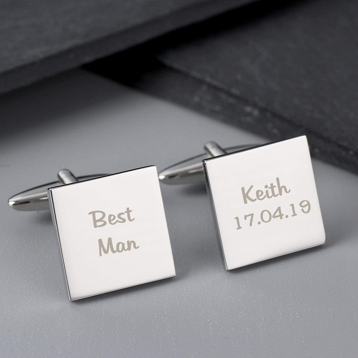 Personalised Memento Jewellery Personalised Wedding Role Square Cufflinks - 2 line