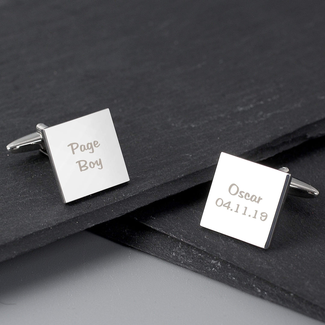 Personalised Memento Jewellery Personalised Wedding Role Square Cufflinks - 2 line