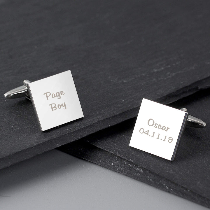 Personalised Memento Jewellery Personalised Wedding Role Square Cufflinks - 2 line