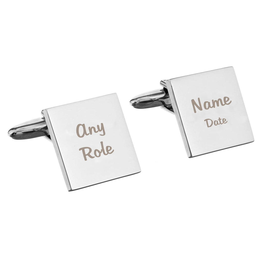 Personalised Memento Jewellery Personalised Wedding Role Square Cufflinks - 2 line