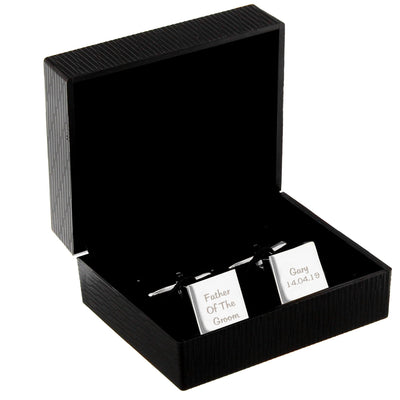 Personalised Memento Jewellery Personalised Wedding Role Square Cufflinks -3 lines