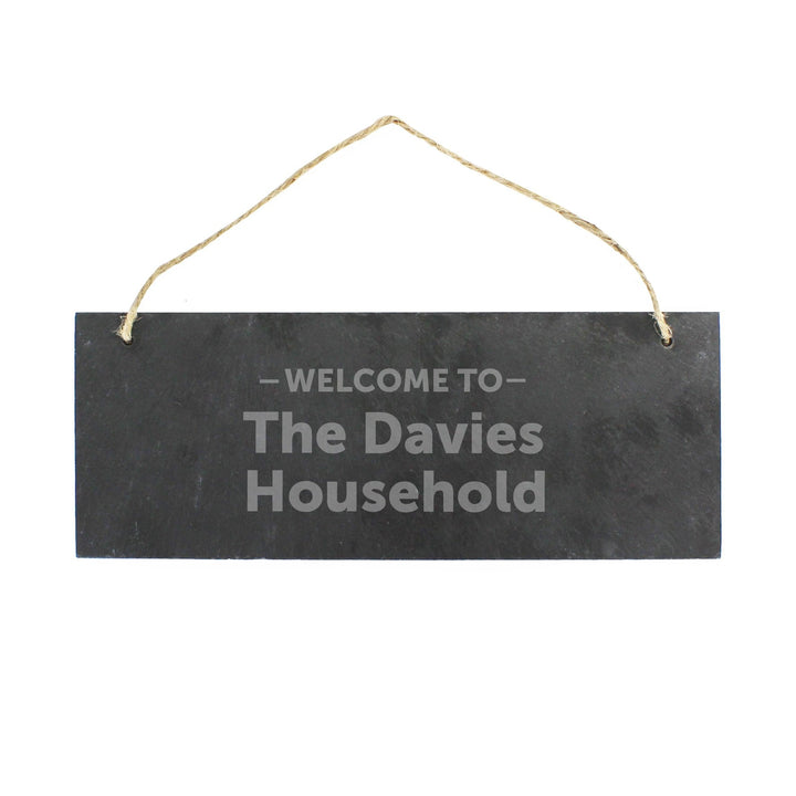 Personalised Memento Hanging Decorations &amp; Signs Personalised Welcome To... Hanging Slate Plaque