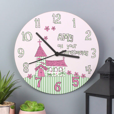 Personalised Memento Clocks & Watches Personalised Whimsical Church Christening Clock