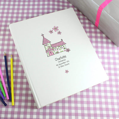 Personalised Memento Photo Frames, Albums and Guestbooks Personalised Whimsical Church Pink Traditional Album