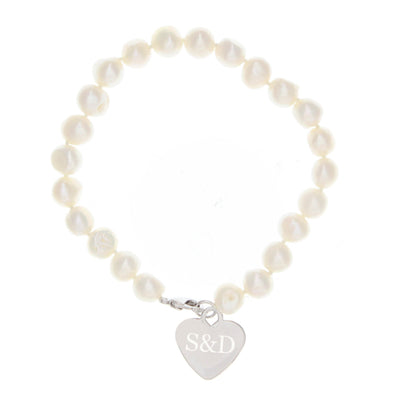 Personalised Memento Jewellery Personalised White Freshwater Pearl Initial Bracelet
