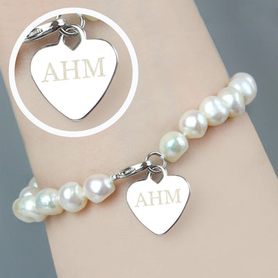 Personalised Memento Jewellery Personalised White Freshwater Pearl Initial Bracelet