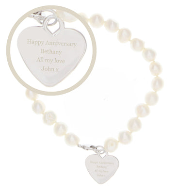Personalised Memento Jewellery Personalised White Freshwater Pearl Message Bracelet