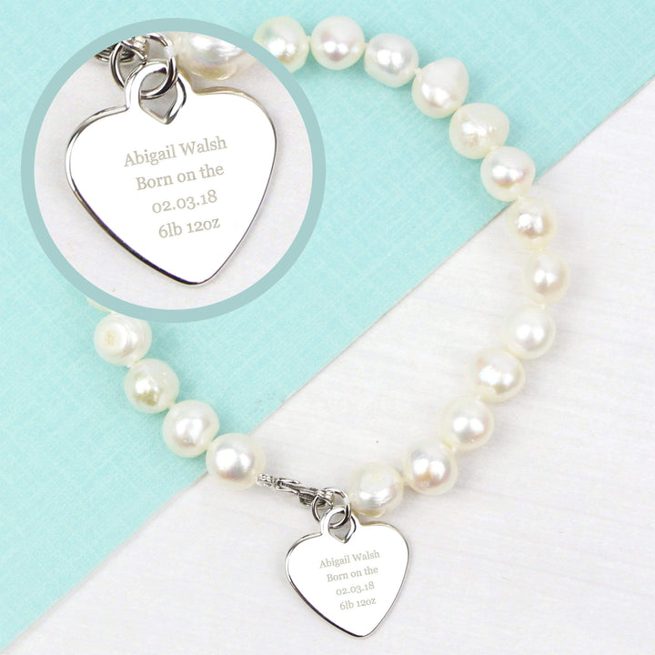 Personalised Memento Jewellery Personalised White Freshwater Pearl Message Bracelet