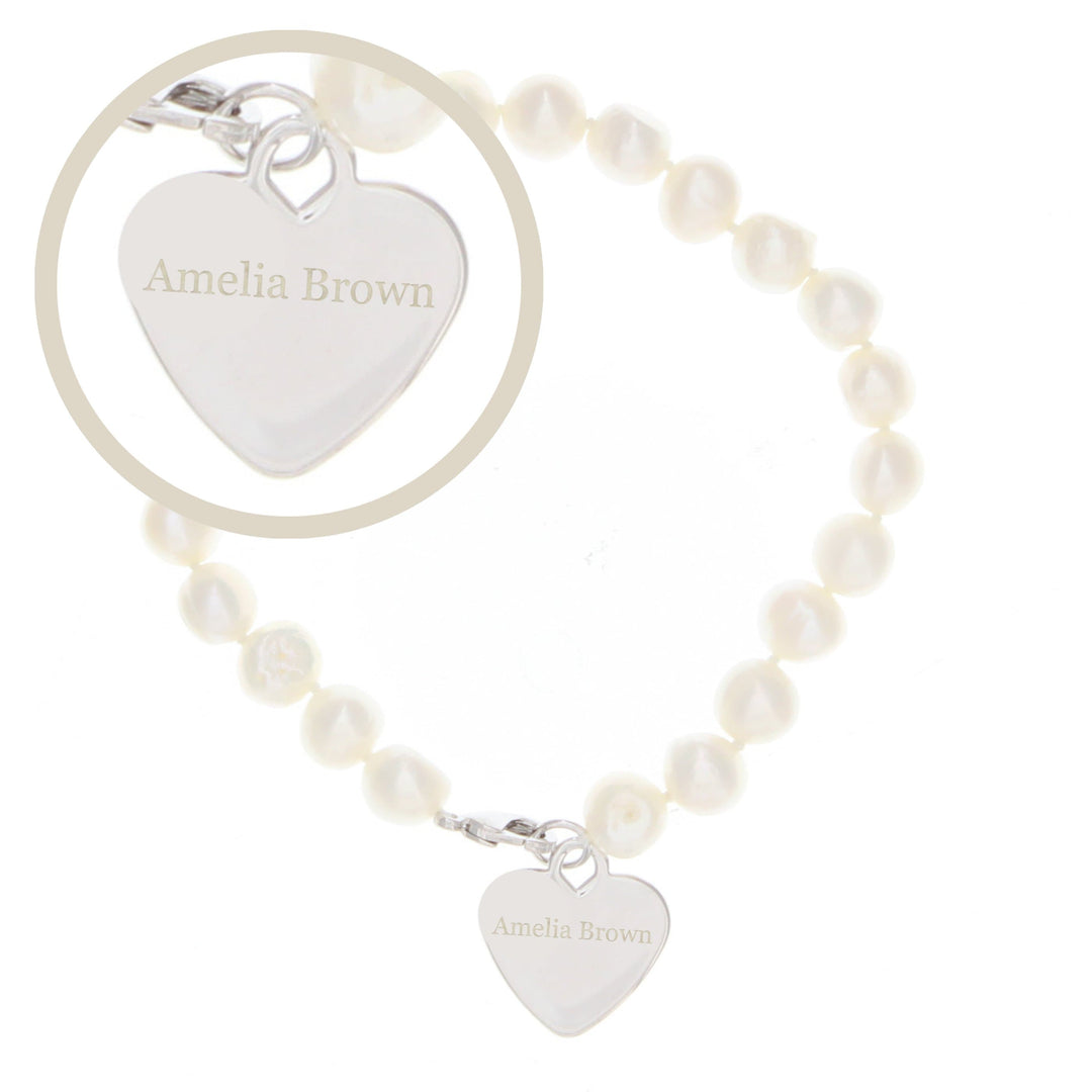 Personalised Memento Jewellery Personalised White Freshwater Pearl Name Bracelet