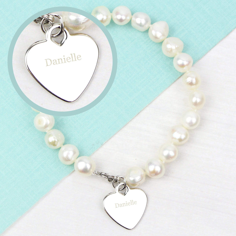 Personalised Memento Jewellery Personalised White Freshwater Pearl Name Bracelet