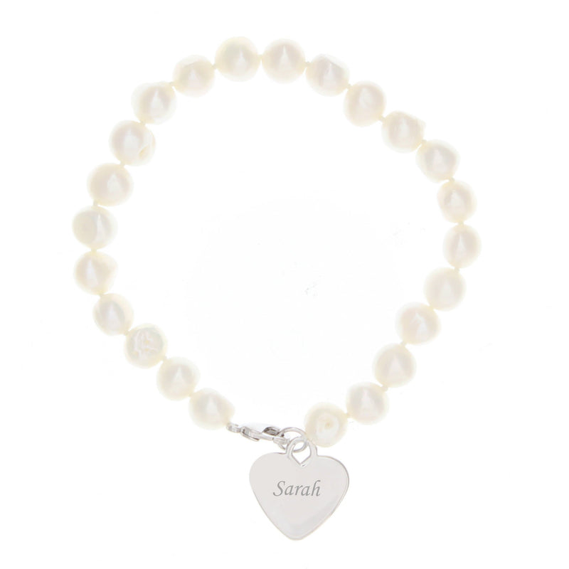 Personalised Memento Jewellery Personalised White Freshwater Pearl Scripted Name Bracelet