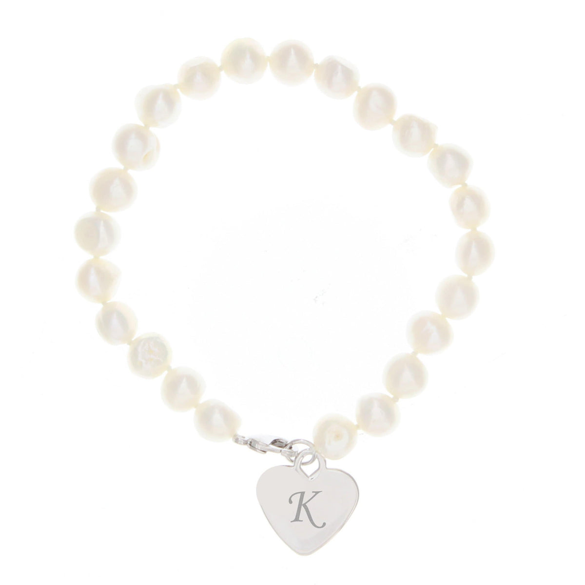 Personalised Memento Jewellery Personalised White Freshwater Scripted Initial Pearl Bracelet