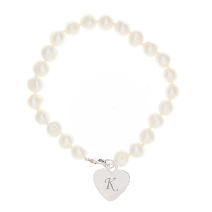 Personalised Memento Jewellery Personalised White Freshwater Scripted Initial Pearl Bracelet