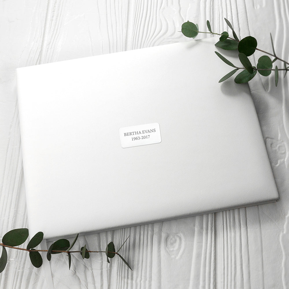 Personalised White Leather Memoriam Book