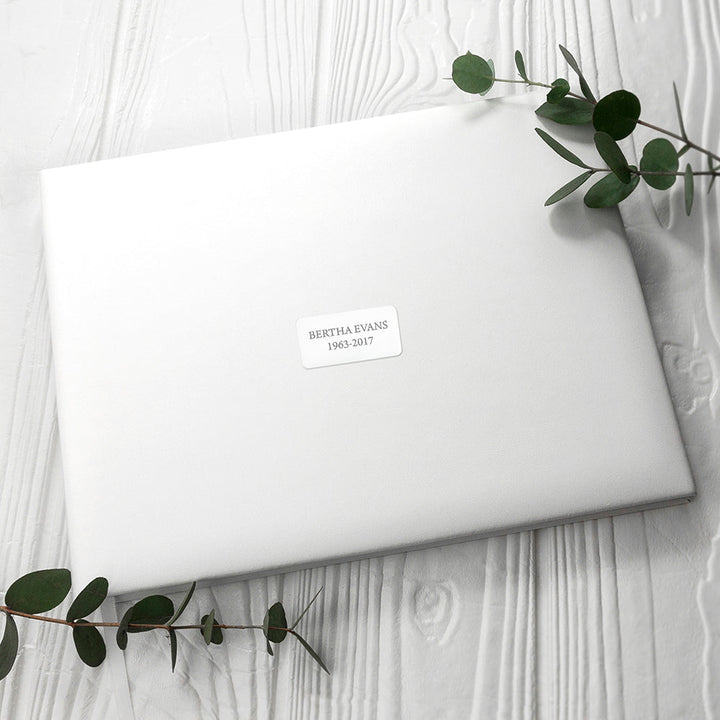Personalised White Leather Memoriam Book