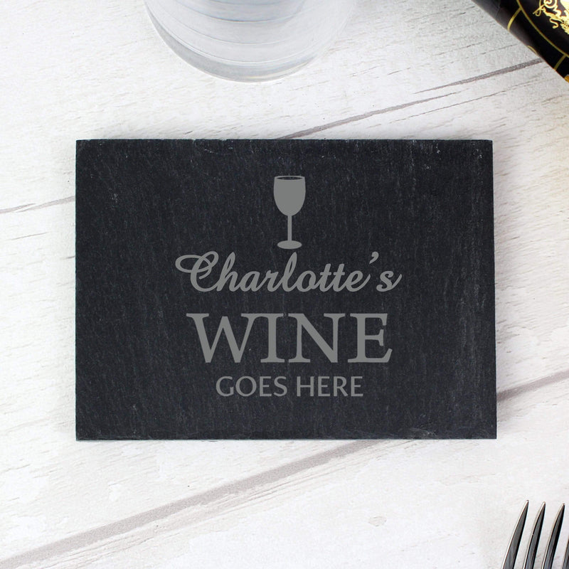 Personalised Memento Kitchen, Baking & Dining Gifts Personalised Wine Goes Here... Single Slate Coaster