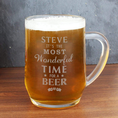 Personalised Memento Glasses & Barware Personalised Wonderful Time For A Beer... Glass Tankard