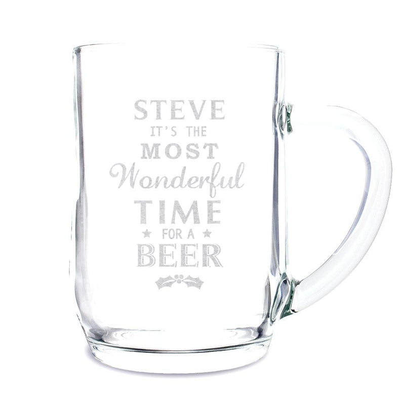 Personalised Memento Glasses & Barware Personalised Wonderful Time For A Beer... Glass Tankard