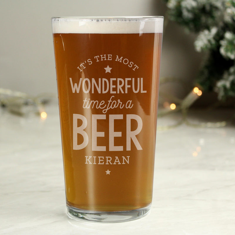 Personalised Memento Personalised Wonderful Time For A Beer Pint Glass