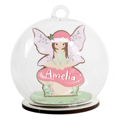 Personalised Memento Personalised Wooden Fairy Glass Bauble