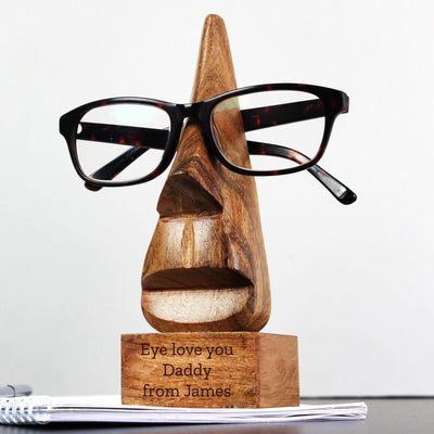 Personalised Memento Personalised Wooden Nose-Shaped Glasses Holder