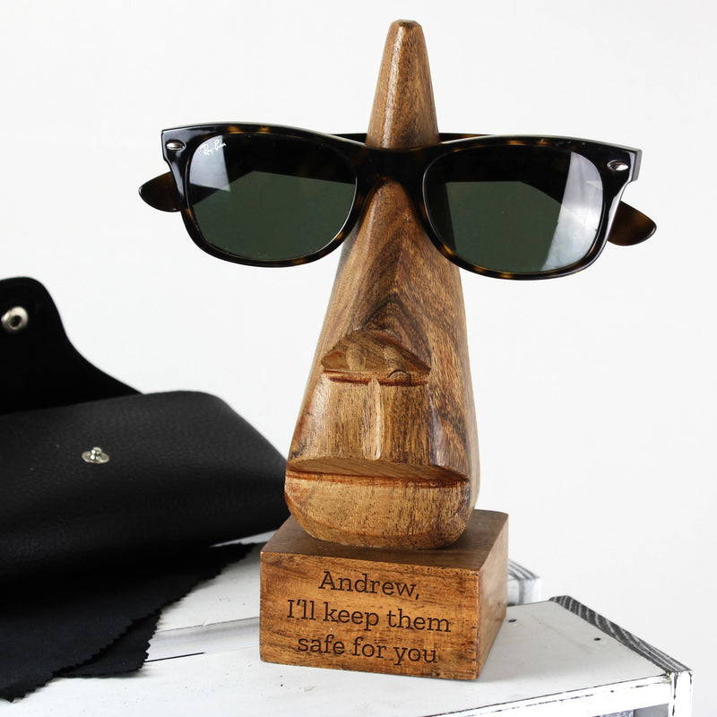 Personalised Memento Personalised Wooden Nose-Shaped Glasses Holder
