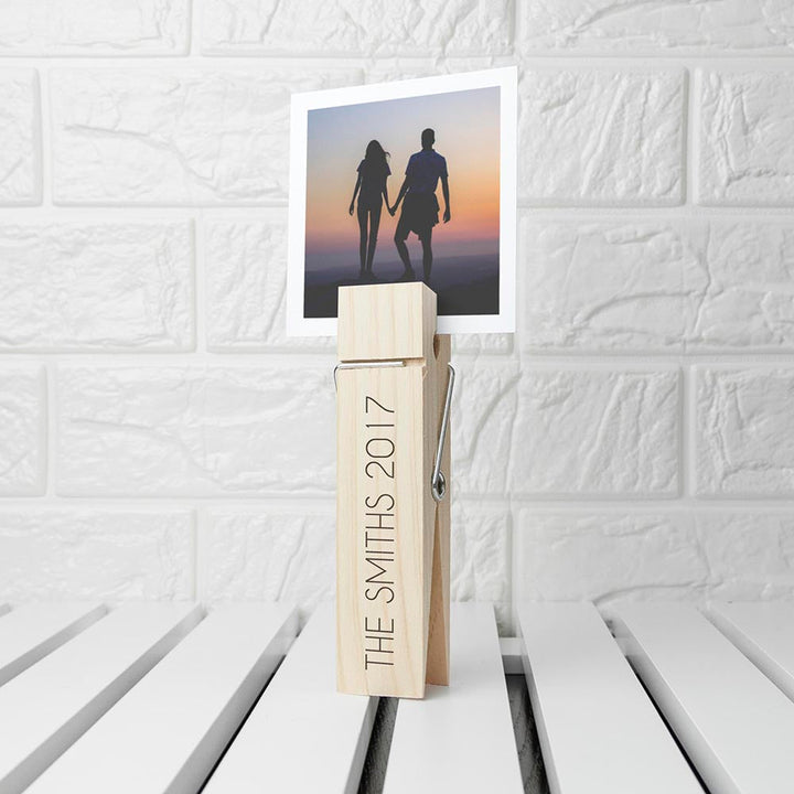 Personalised Wooden Peg Photo Holder