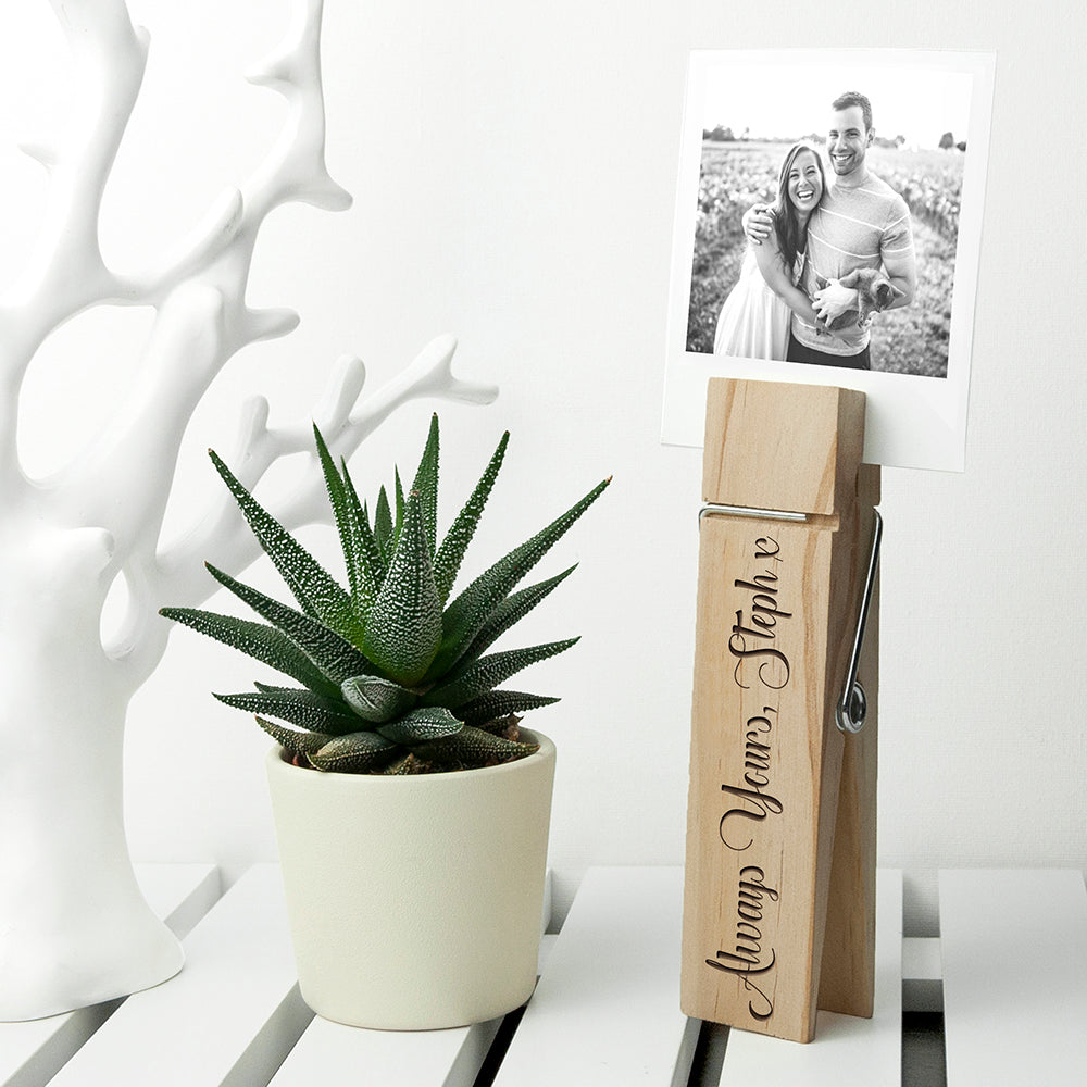 Personalised Wooden Peg Photo Holder