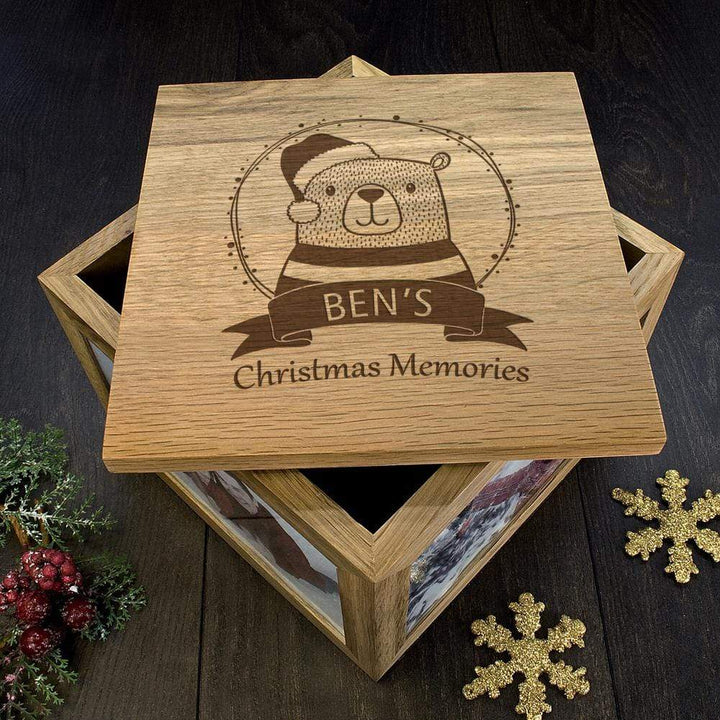 Treat Christmas Memory Boxes Personalised Woodland Bear Christmas Memory Box