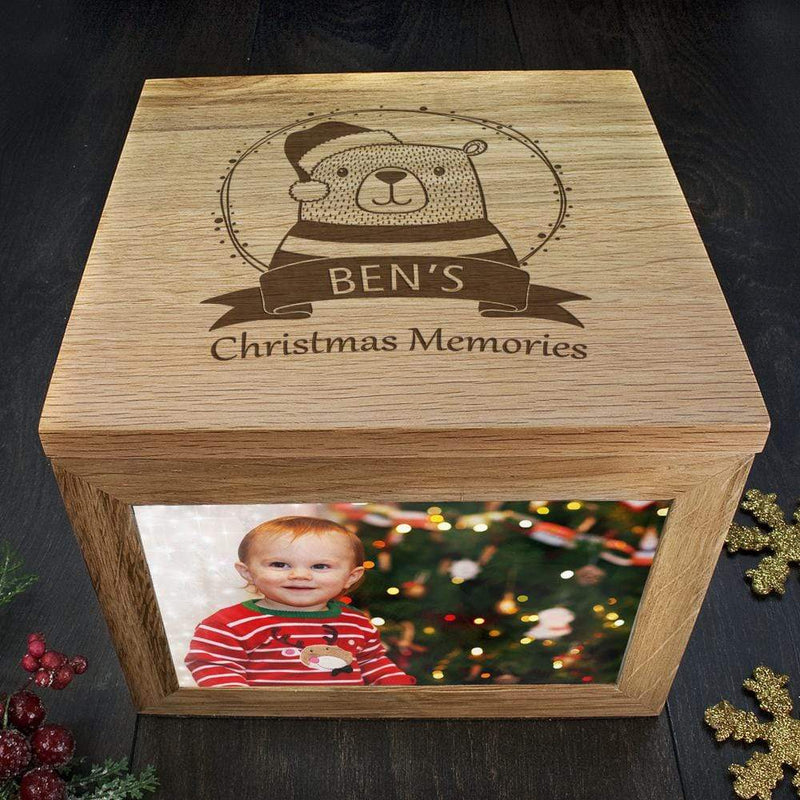 Treat Christmas Memory Boxes Personalised Woodland Bear Christmas Memory Box