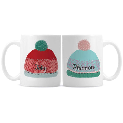 Personalised Memento Mugs Personalised Woolly Hats Mug Set
