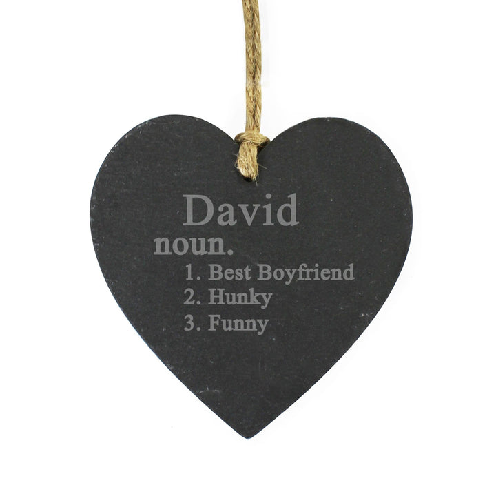 Personalised Memento Slate Personalised Word Definition Slate Heart Decoration