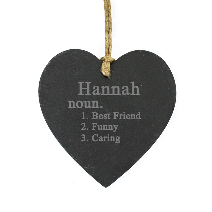 Personalised Memento Slate Personalised Word Definition Slate Heart Decoration