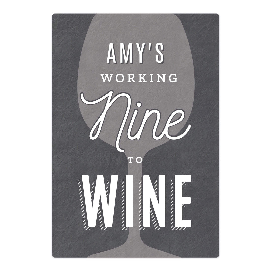 Personalised Memento Hanging Decorations &amp; Signs Personalised Working Nine to Wine Metal Sign