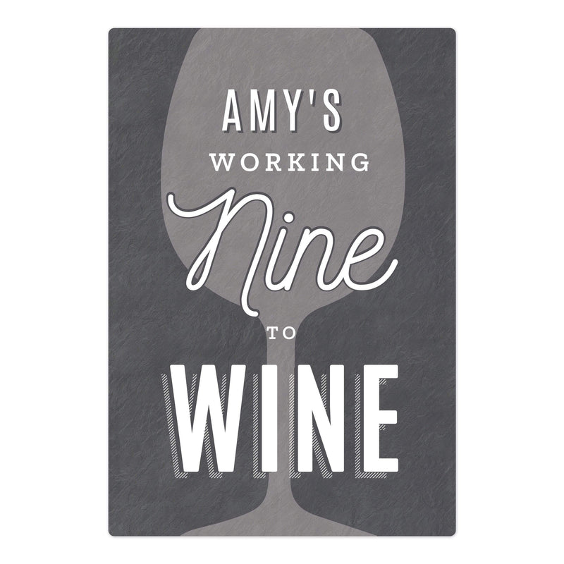 Personalised Memento Hanging Decorations & Signs Personalised Working Nine to Wine Metal Sign