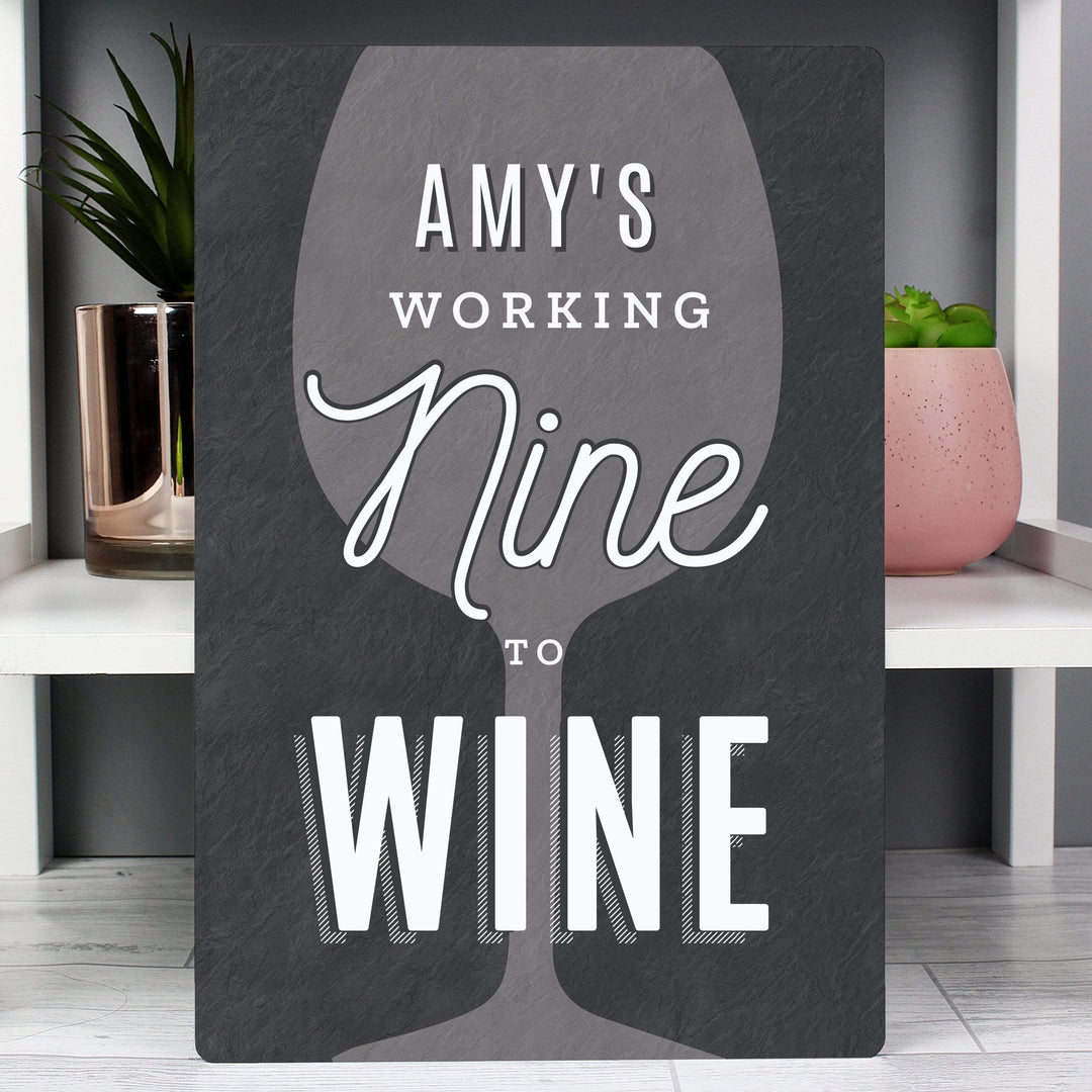 Personalised Memento Hanging Decorations &amp; Signs Personalised Working Nine to Wine Metal Sign