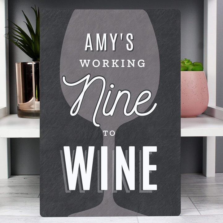 Personalised Memento Hanging Decorations &amp; Signs Personalised Working Nine to Wine Metal Sign