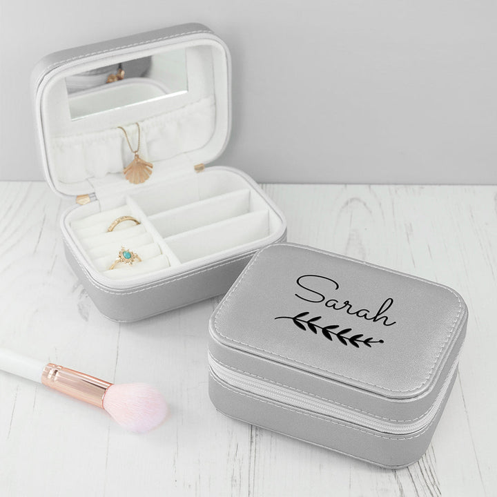 Personalised Wreath Silver Travel Jewellery Case