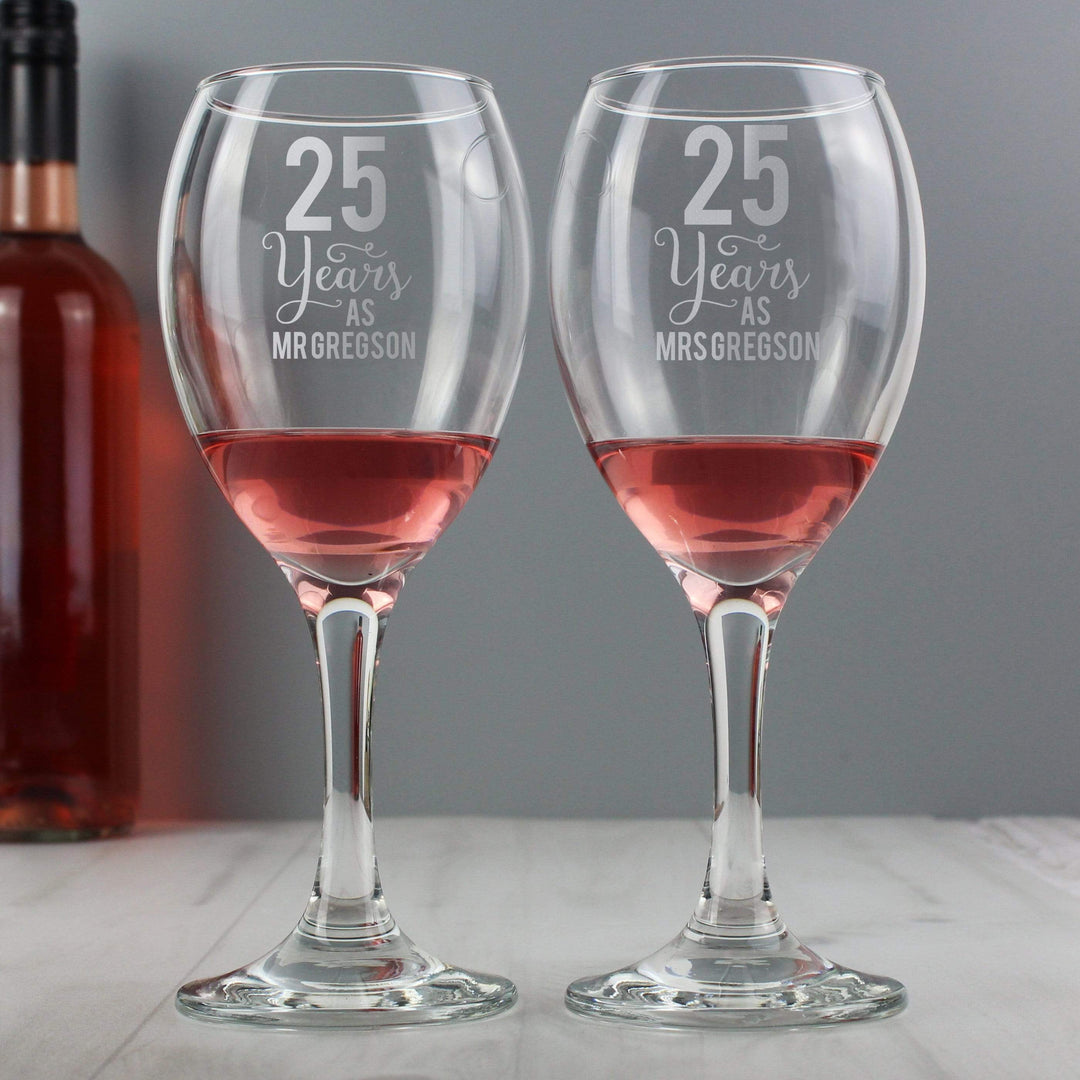 Personalised Memento Glasses &amp; Barware Personalised Years As... Wine Glass Set