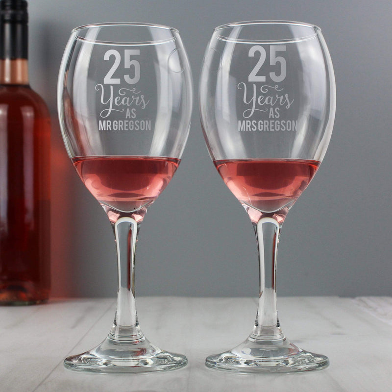 Personalised Memento Glasses & Barware Personalised Years As... Wine Glass Set