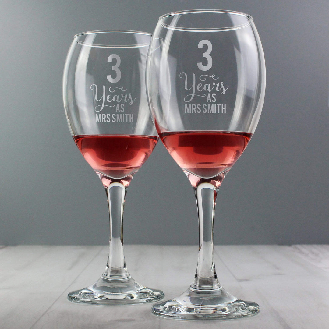 Personalised Memento Glasses &amp; Barware Personalised Years As... Wine Glass Set