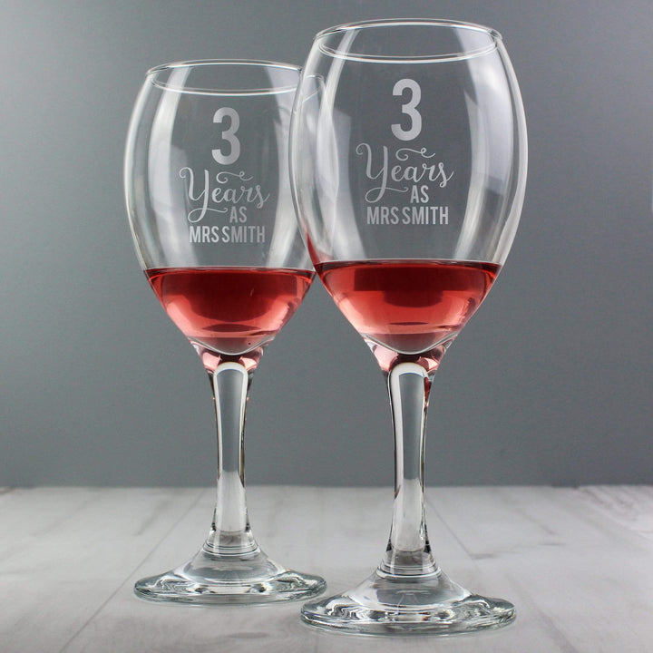 Personalised Memento Glasses &amp; Barware Personalised Years As... Wine Glass Set