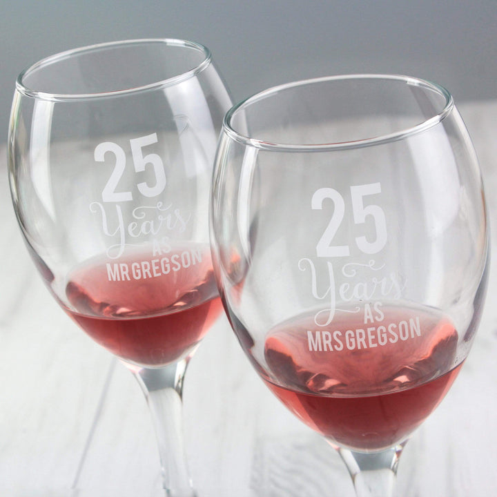 Personalised Memento Glasses &amp; Barware Personalised Years As... Wine Glass Set
