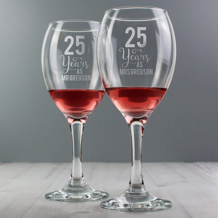 Personalised Memento Glasses &amp; Barware Personalised Years As... Wine Glass Set
