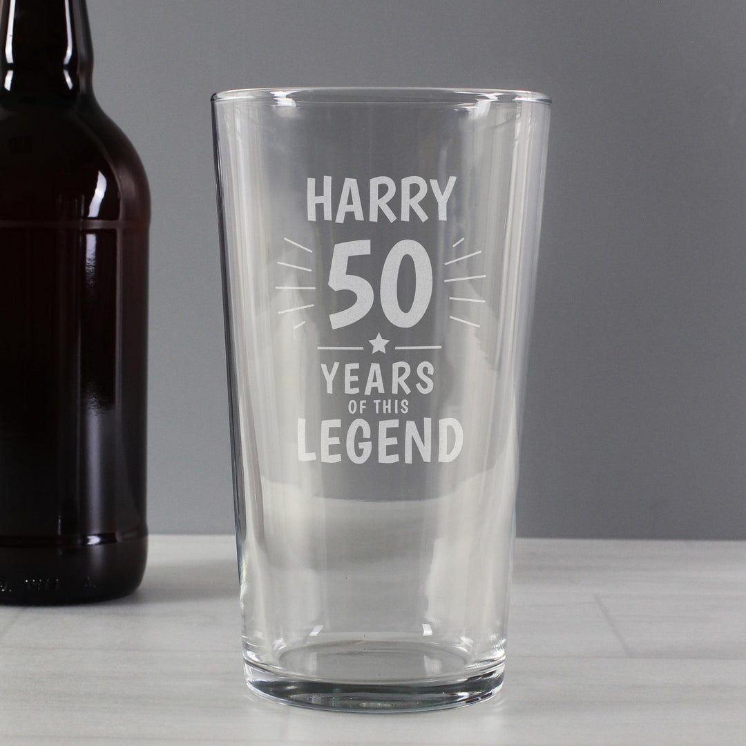 Personalised Memento Personalised Years of This Legend Birthday Pint Glass