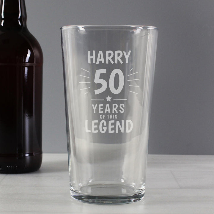Personalised Memento Personalised Years of This Legend Birthday Pint Glass